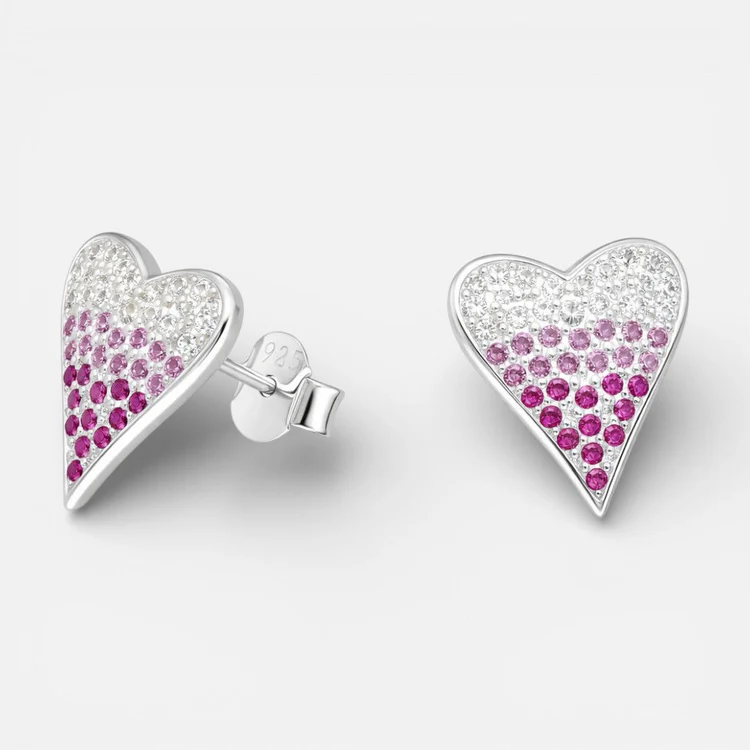 Aro Corazón Circones Rosa Francia Rubí Plata